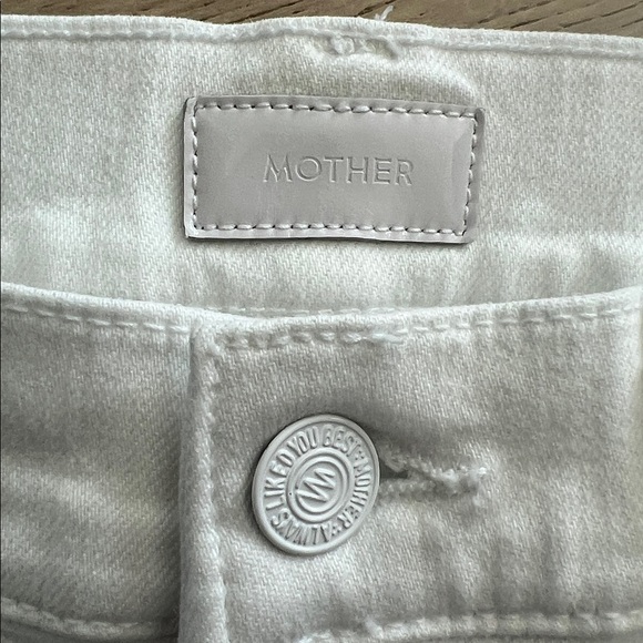 MOTHER The Hustler Ankle Fray Jeans White USA Stretch Size 27